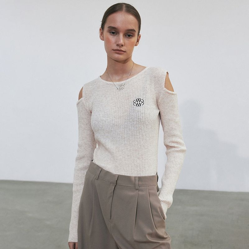 RUNWAY SHOULDER RIBBED KNIT_YELLOW