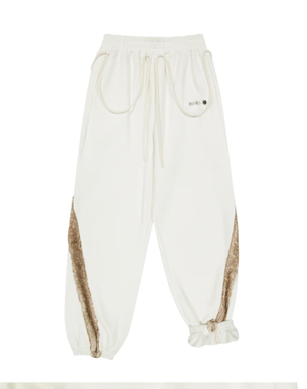Side Fur Trim Sweatpants / Ivory