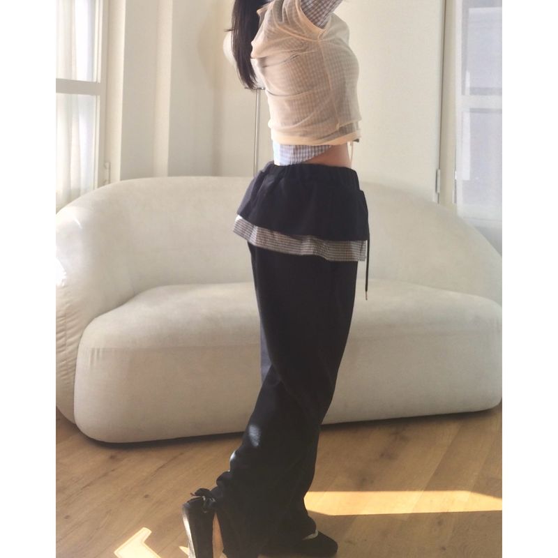 チェックラッフルスウェットパンツ