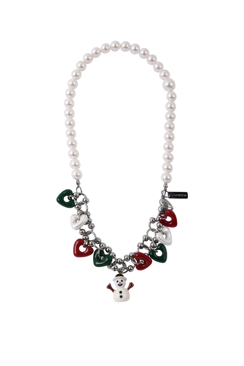 Red-green heart snowman