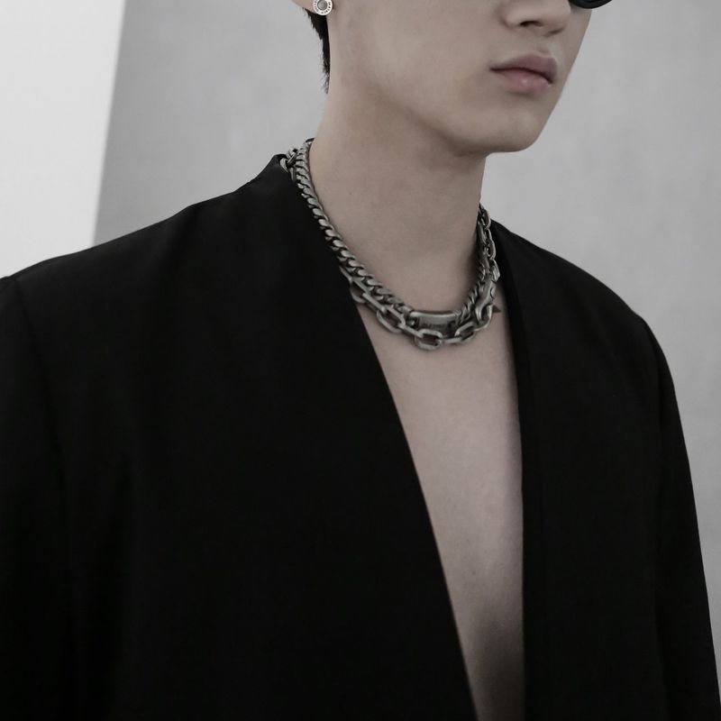 [BLESSEDBULLET]11mm round chain link necklace_dark silver