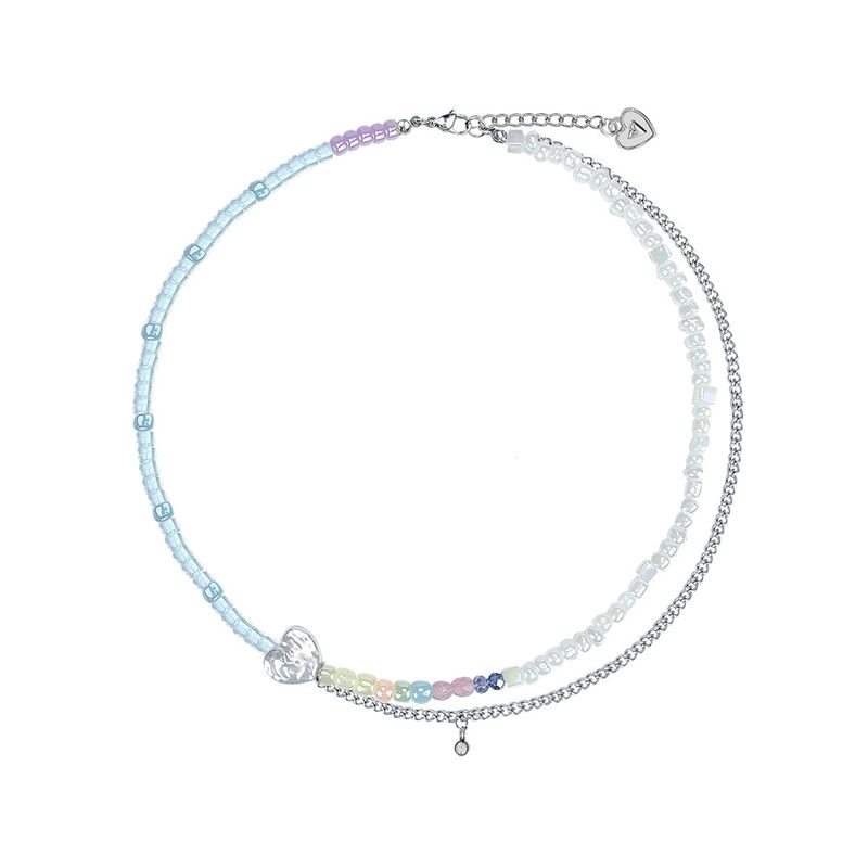 VVV(ブイブイブイ)の「Rainbow Unbalanced Heart Beads Chain Necklace(Accessories)」