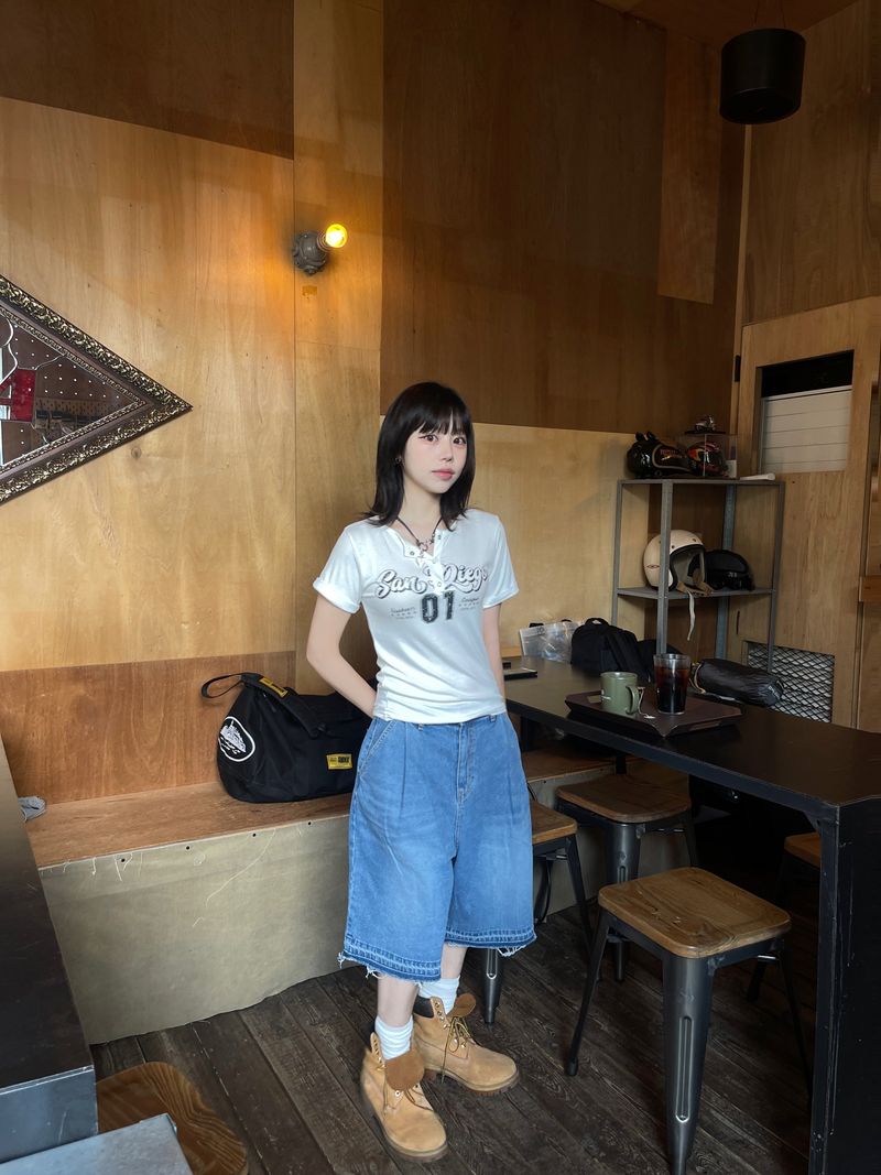 Vintage ten snap ribbed t-shirts