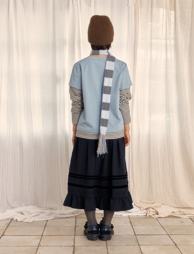 HAIRY TASSEL MUFFLER (BLUE)