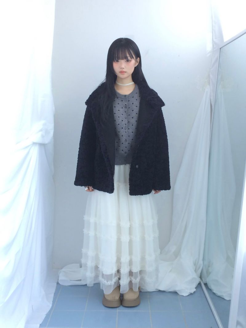 highneck puffy fur jacket