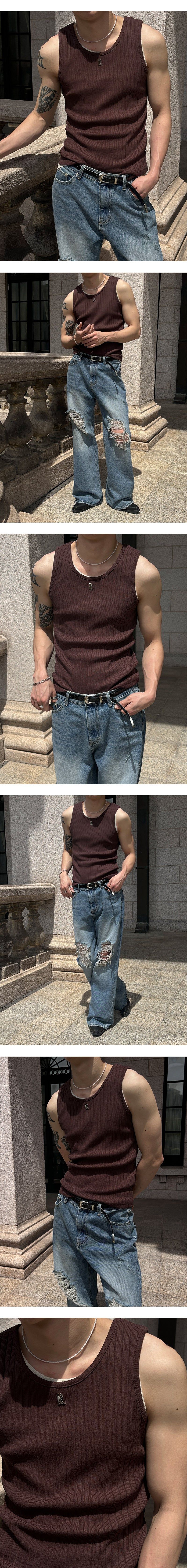 [S/S] High ribbed logo sleeveless(6color)