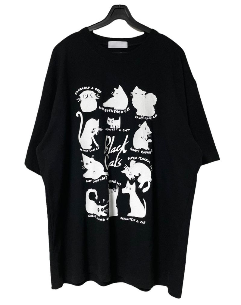  LAZY CAT HALF T-SHIRTS(2COLOR)