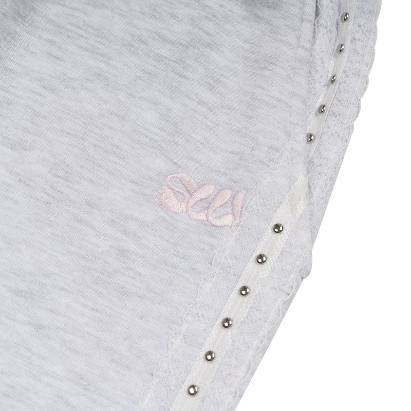 LACE STUD JOGGER PANTS - WHITE MELANGE