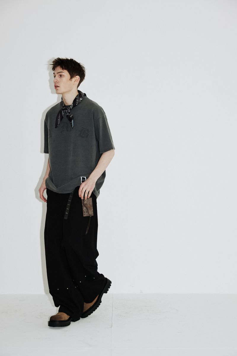 Incision Rivet Wide Pants (Vintage-black)