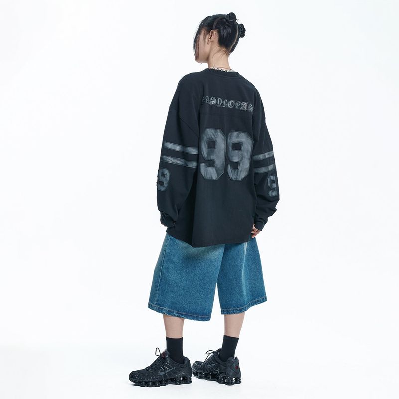 Star 8-part denim bermuda pants - DEEP BLUE
