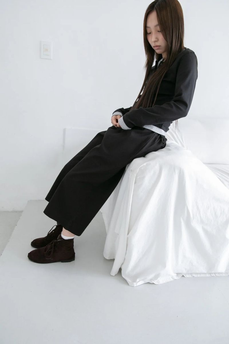 strap banding cotton capri pants(2colors)