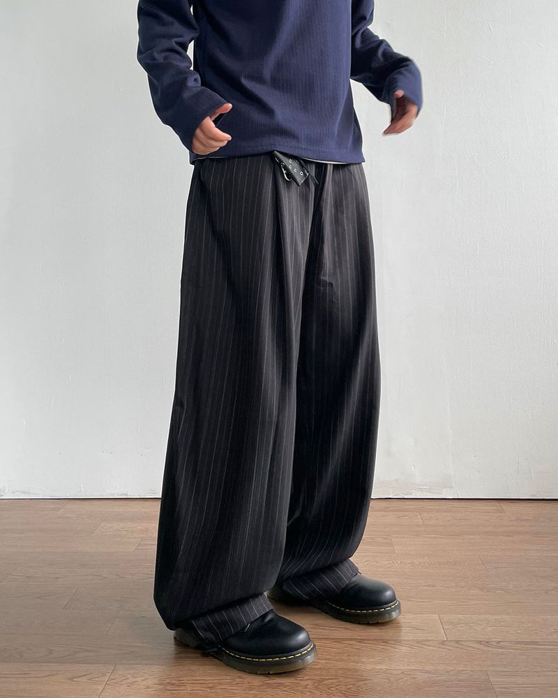 Drape Stripe Banding Slacks