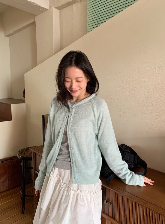 Wonne Color Round Knit Cardigan