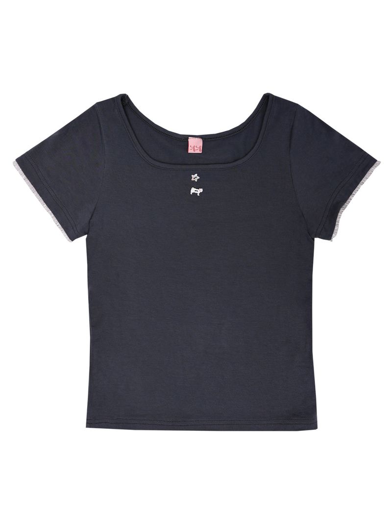 SIWL107(シウォル107)の「Kitten Crop Tee (Charcoal)(Tops)」