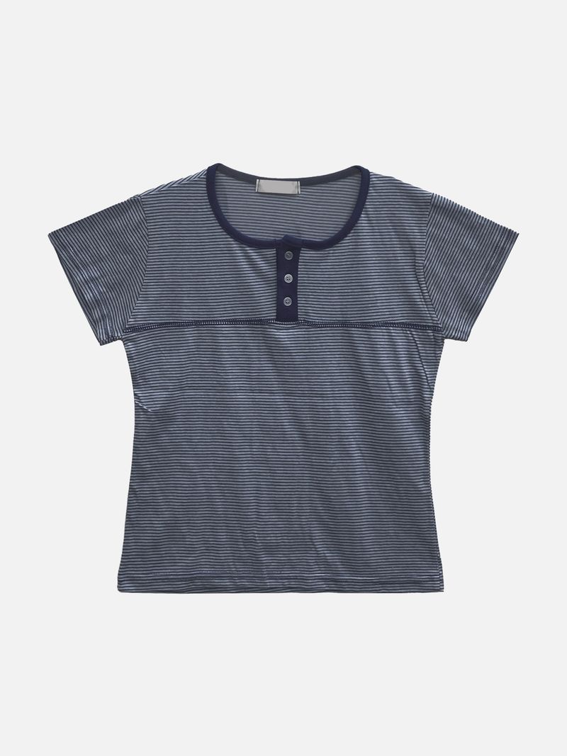 Picnic Half Button T-Shirt (4c)