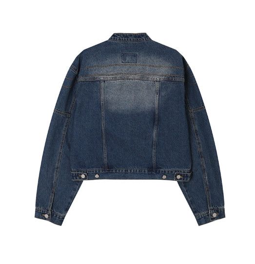Ocean Washing Stitch Biker Denim Jacket