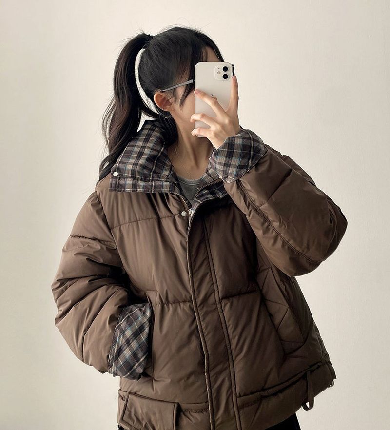 Pomi checkered lining padded jumper