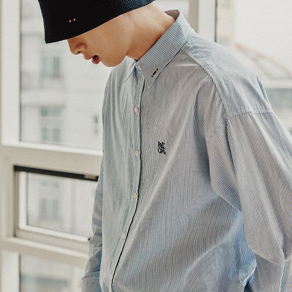 ROMANTIC CROWN(ロマンティッククラウン)の「RECENT STRIPE SHIRT_BLUE(Tops)」
