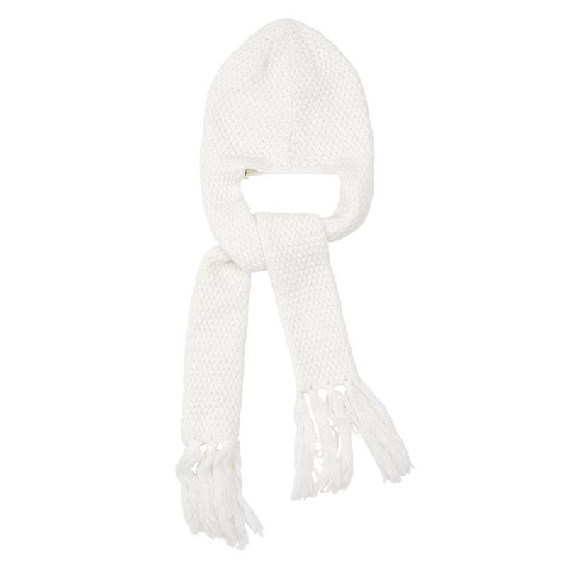 VA Square Label Knit muffler beanie / Ivory