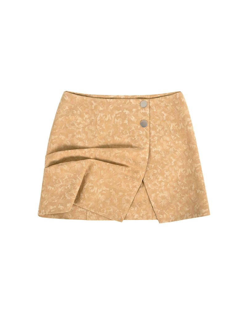 DOZI - Suede Mini Wrap Skirt _ Camel