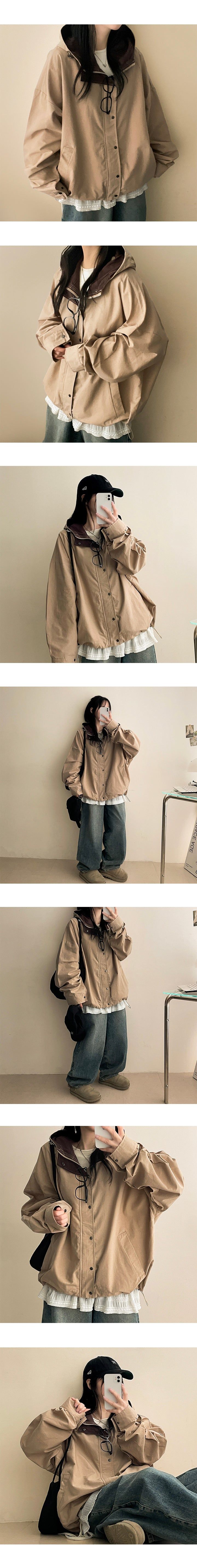 Hate Boxy String Color Hooded Jumper