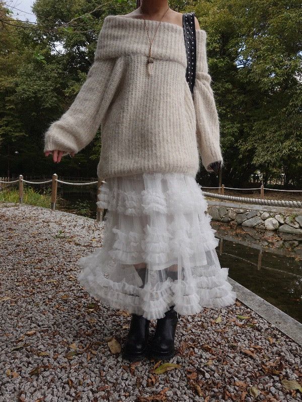 VIVIC（ビビク）の「シアーフリルカンカンロングスカート (WHITE, BLACK 2COLORS!)（スカート）」