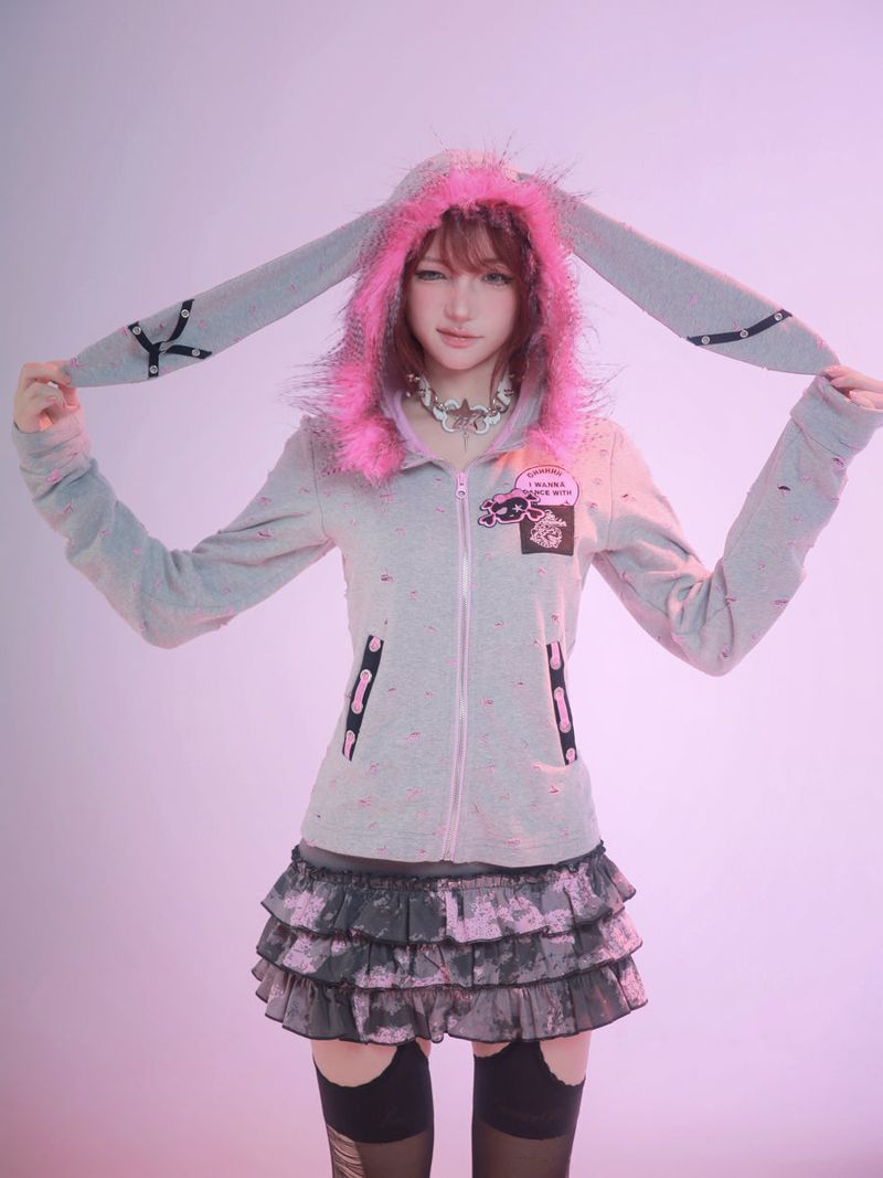 Evil Tooth Punk Bunny Long-Ear Hoodie