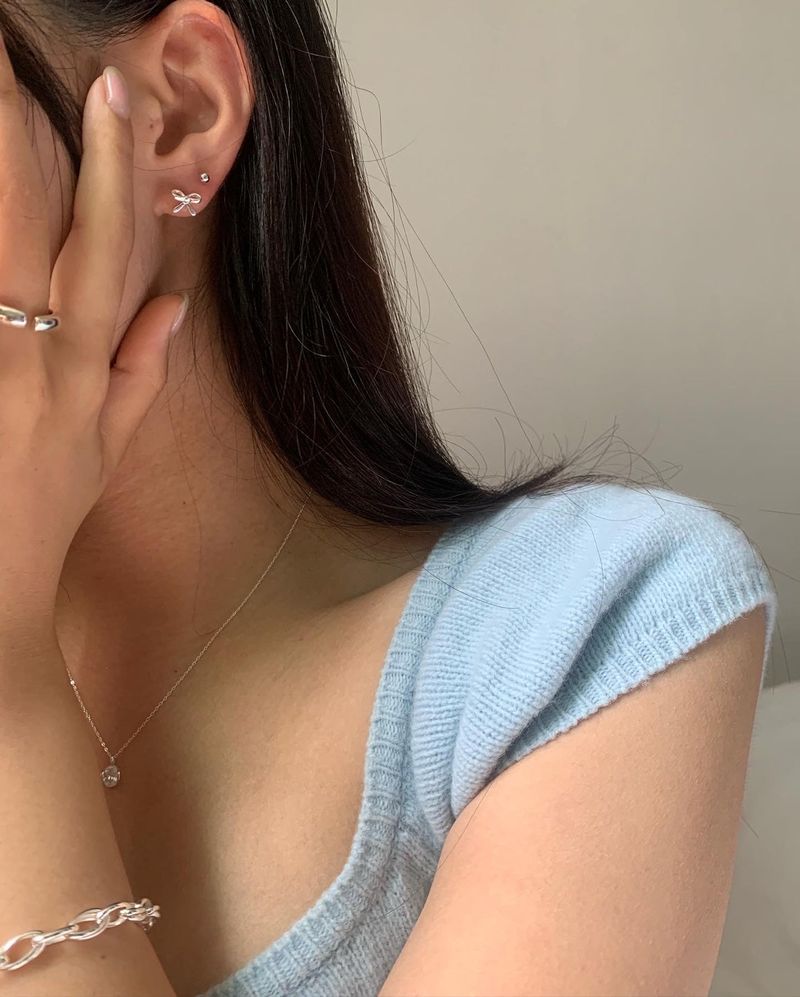 (silver925) Lovely ribbon piercing type1 *silver