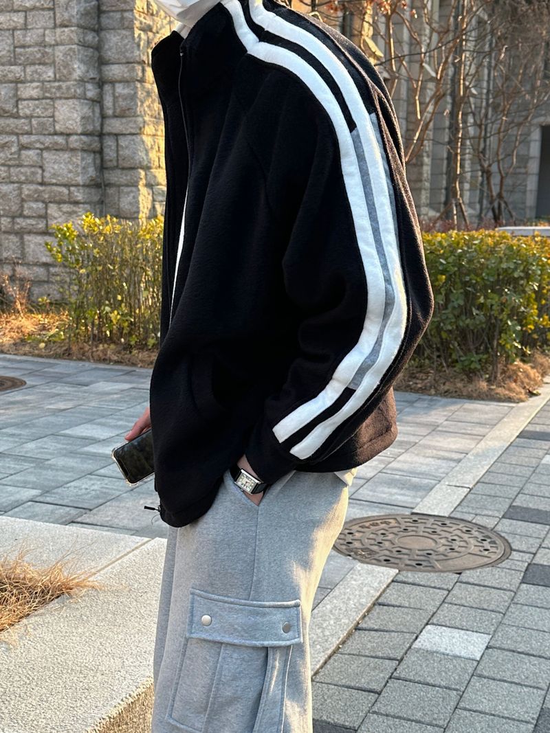 LMN line fleece jersey (black)