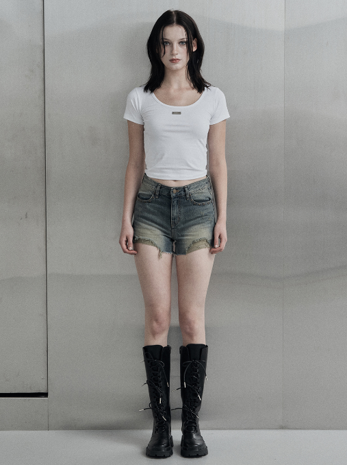 mnem（ムネム）の「[mnem] stud damage short pants (green)（Pants）」