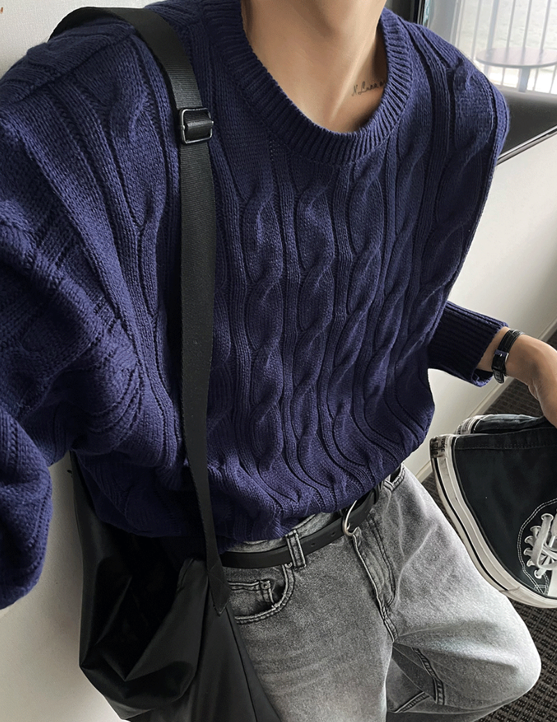 cable cosyharu semi-over knit