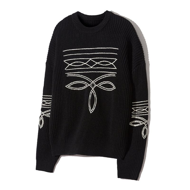 western stitch sweater black
