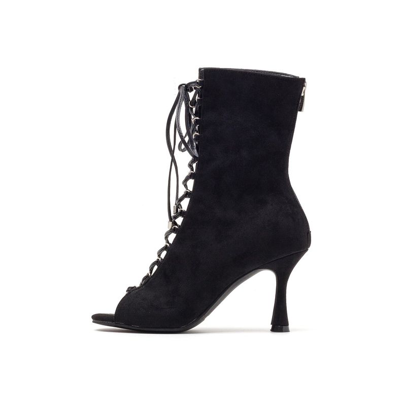 SSIMEEZ（シミズ）の「Suede Cross-Ring Open Toe Heel(Black)（Shoes）」