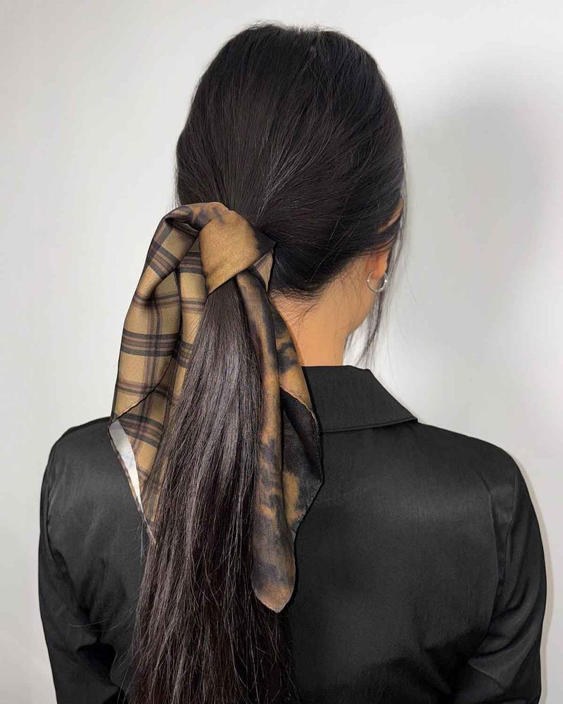 Half&Half Plaid Mini Scarf 45 _ BEIGE