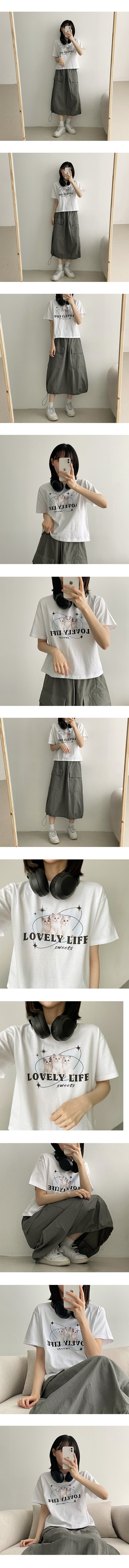 Top T-shirt nylon string long skirt