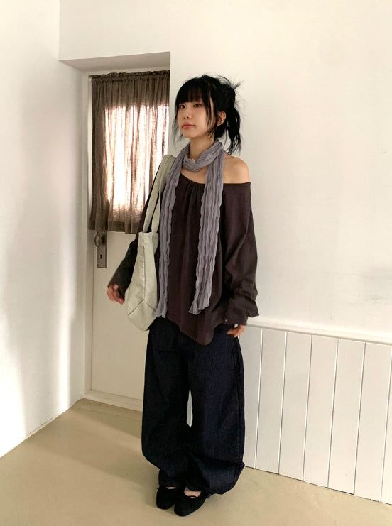 26FW★ [BAONHAUS] Renil Shirring Layered Long Sleeve Tee