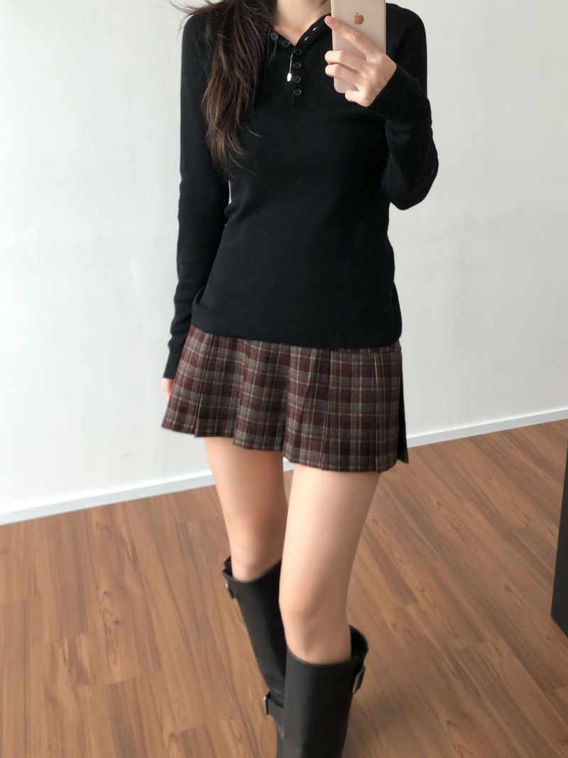 Fair Checkered Pleats Skirt (2 colors)