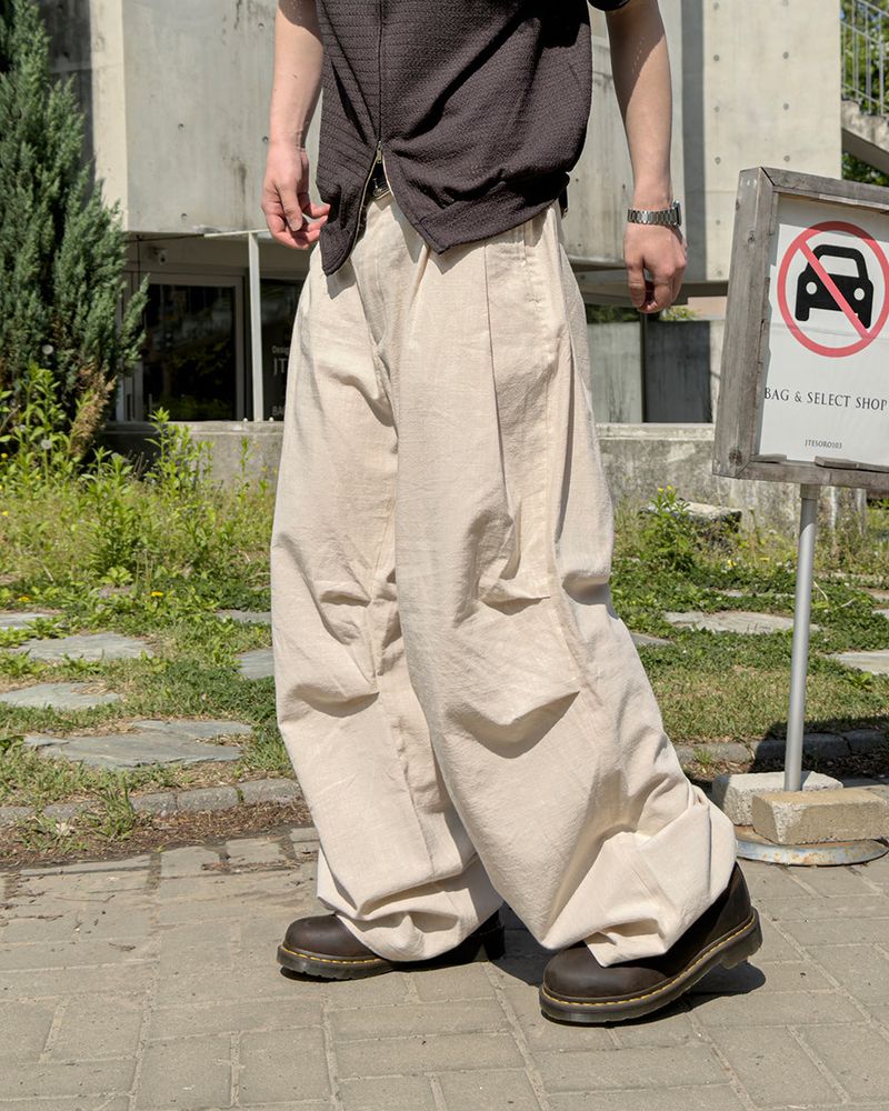 Aven Linen Two-Tuck Wide Pants