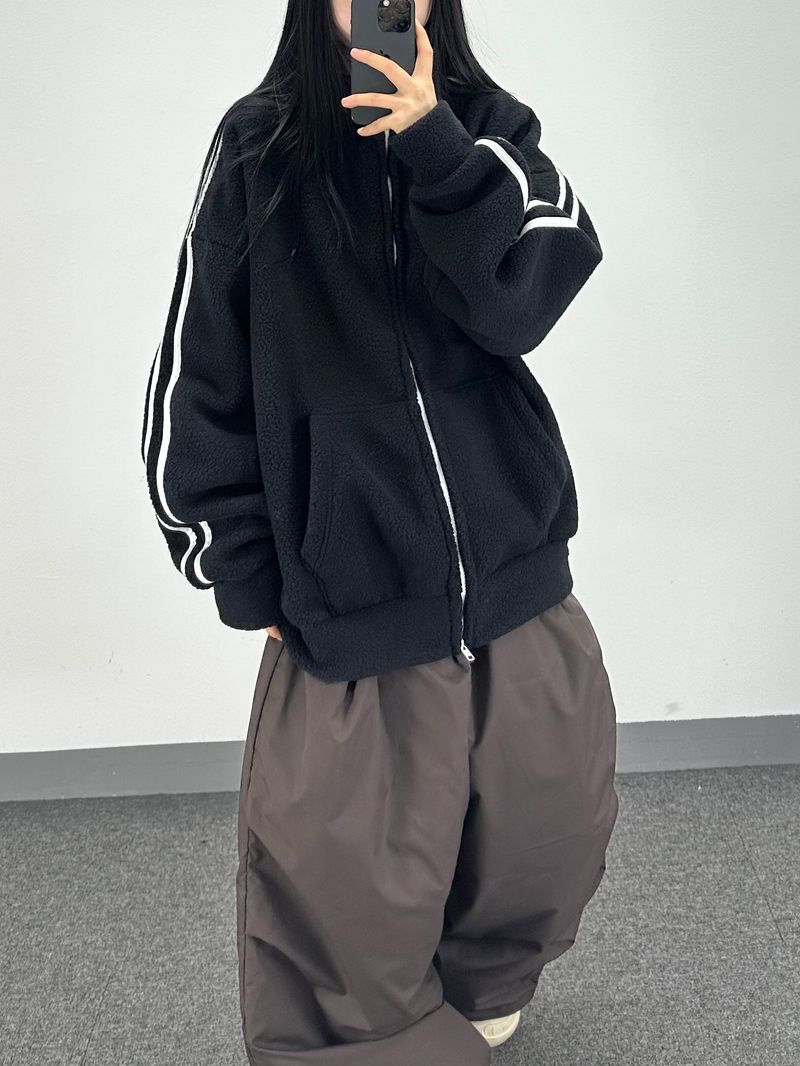 boa fleece track zip-up