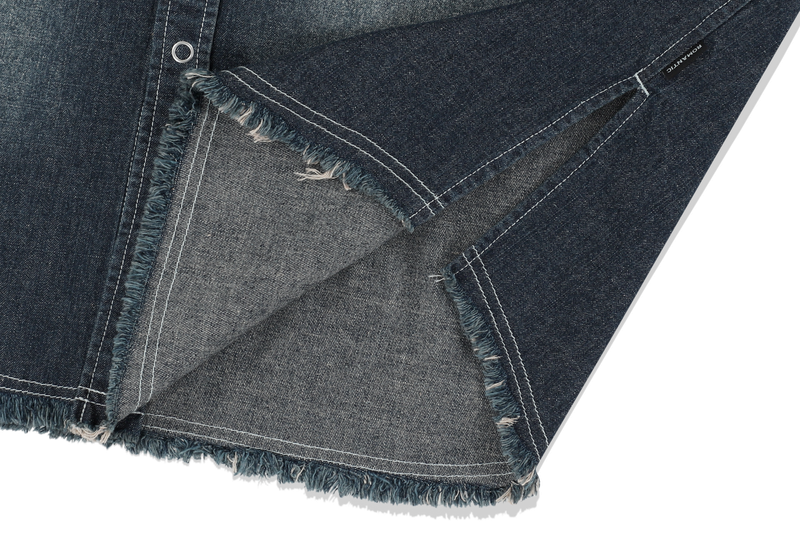 WASHED DENIM HALF SHIRT