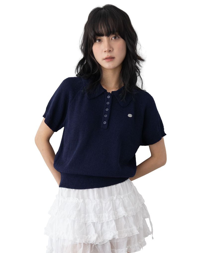 Monal Collar Short Sleeve Knit Tee
