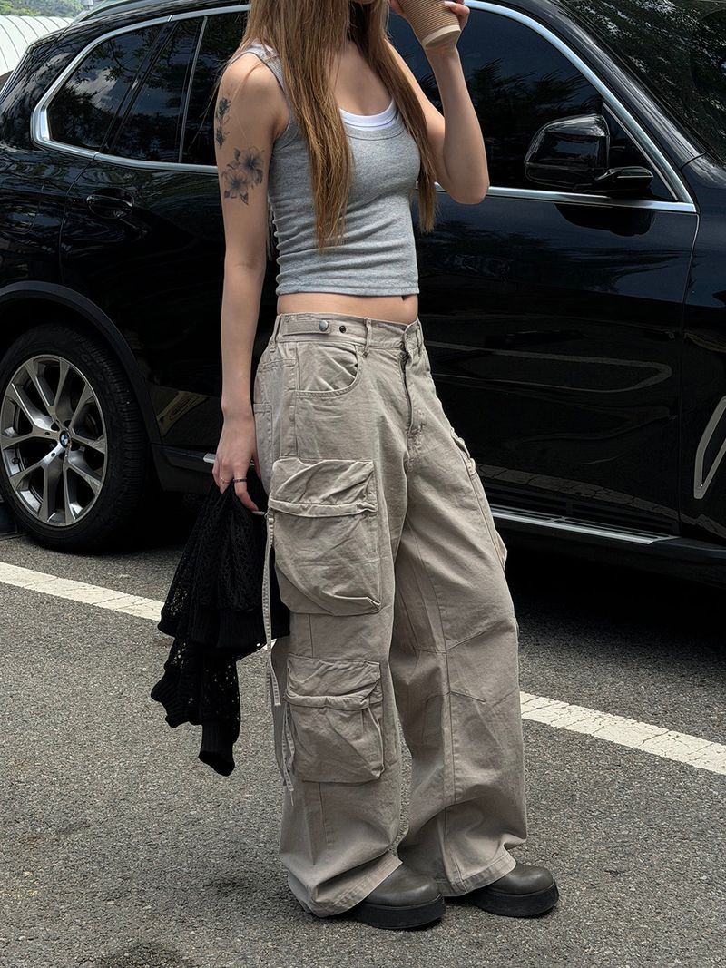 [Unisex] Dyeing string multi cargo pants(3color)