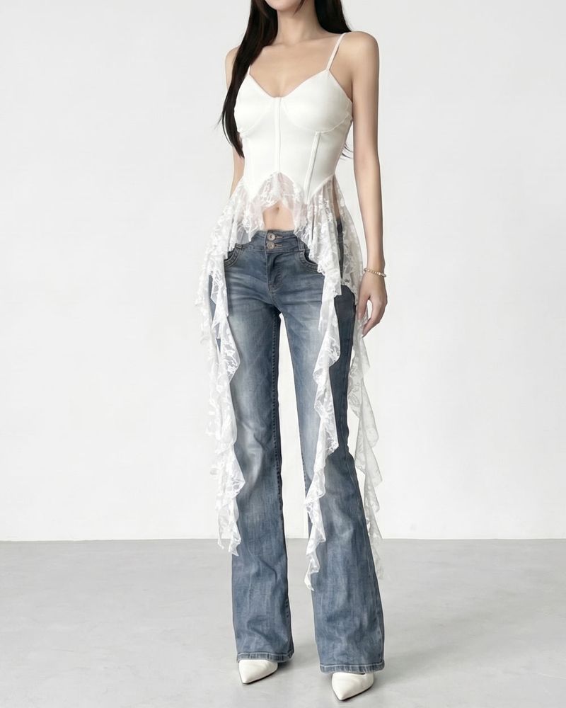 Bella Lace Uneven Sleeveless