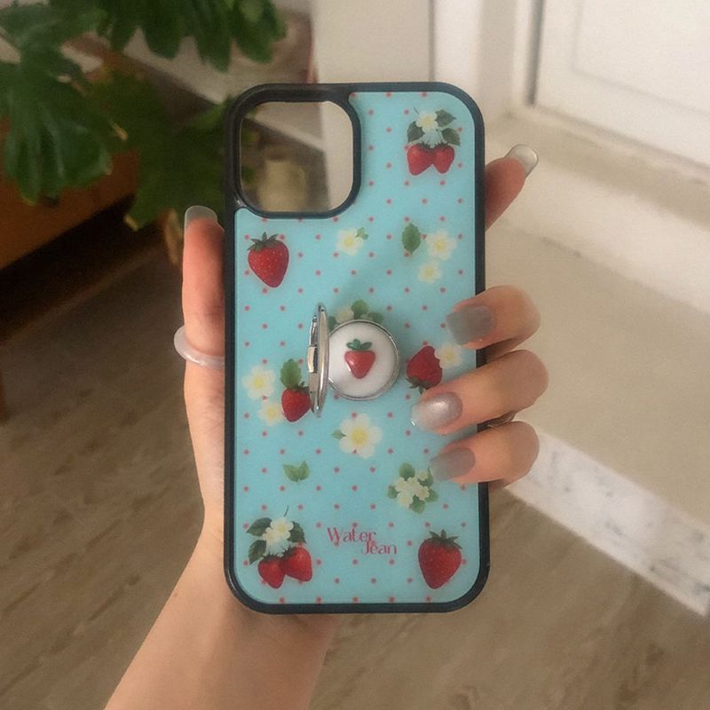 [MADE] fruits dot case (strawberry) - blue