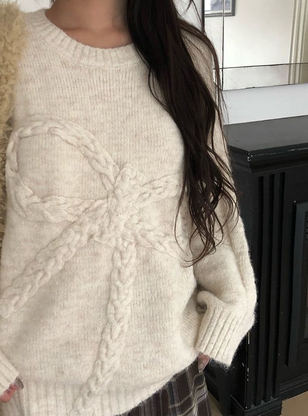 Megan Ribbon Overfit Round Knit