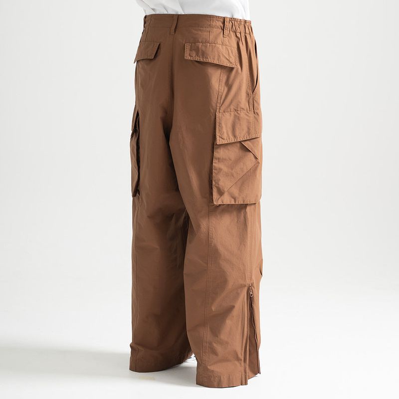 Nylon RIB Wide Pocket Pants - CAMEL