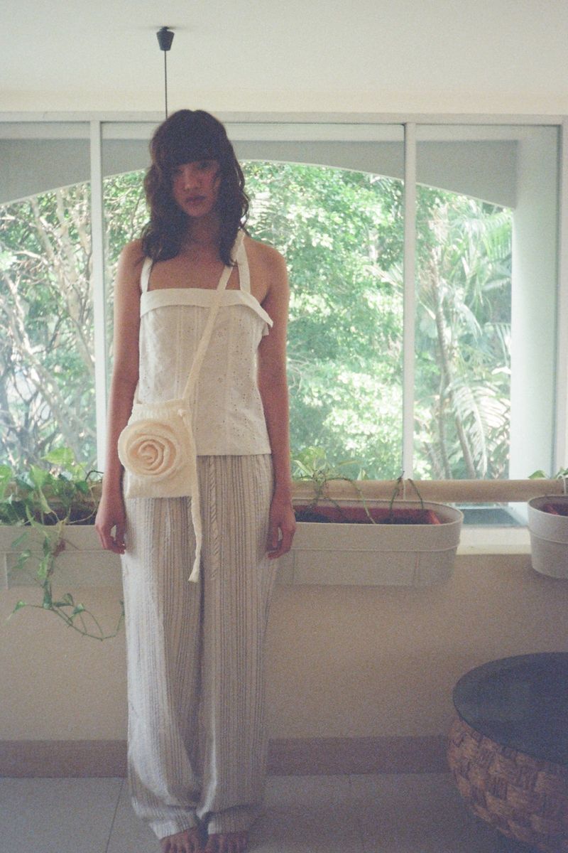 Rose Jacquard Bag - Ivory
