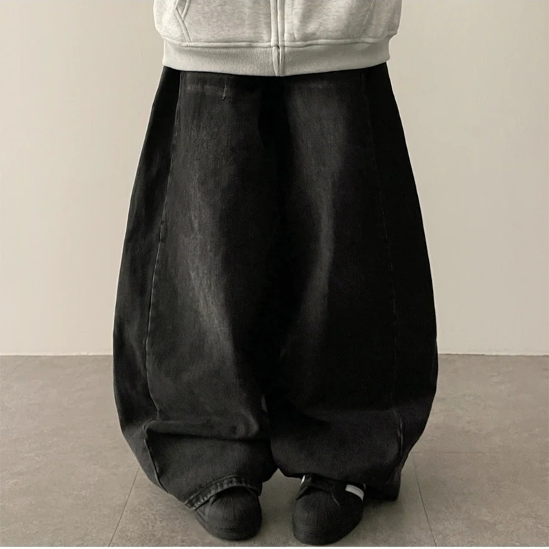 Romine side pin tuck brushed denim wide pants