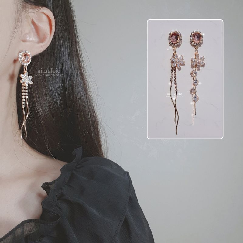 Diamond Petals Earring - Peach Pink