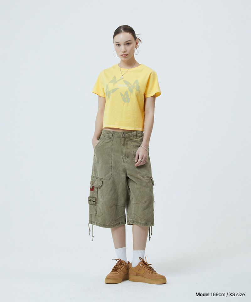 PIGMENT BUTTERFLY GOTH CROP TEE_YELLOW